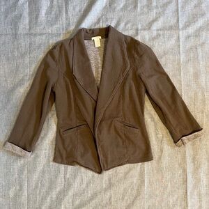 Matty M Soft Knit Open Blazer Olive Green M